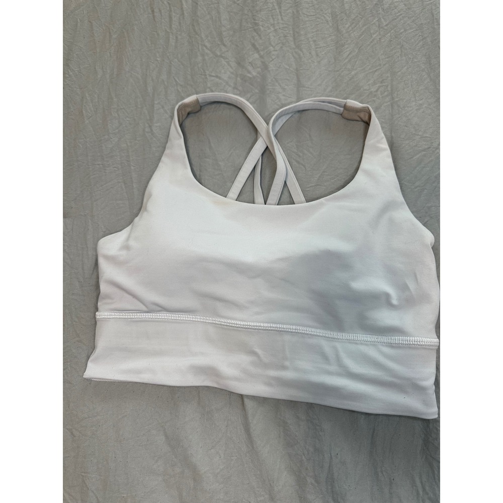 Lululemon Energy Bra Longline White Strappy Sports Bra Size 4 LW2AL0S